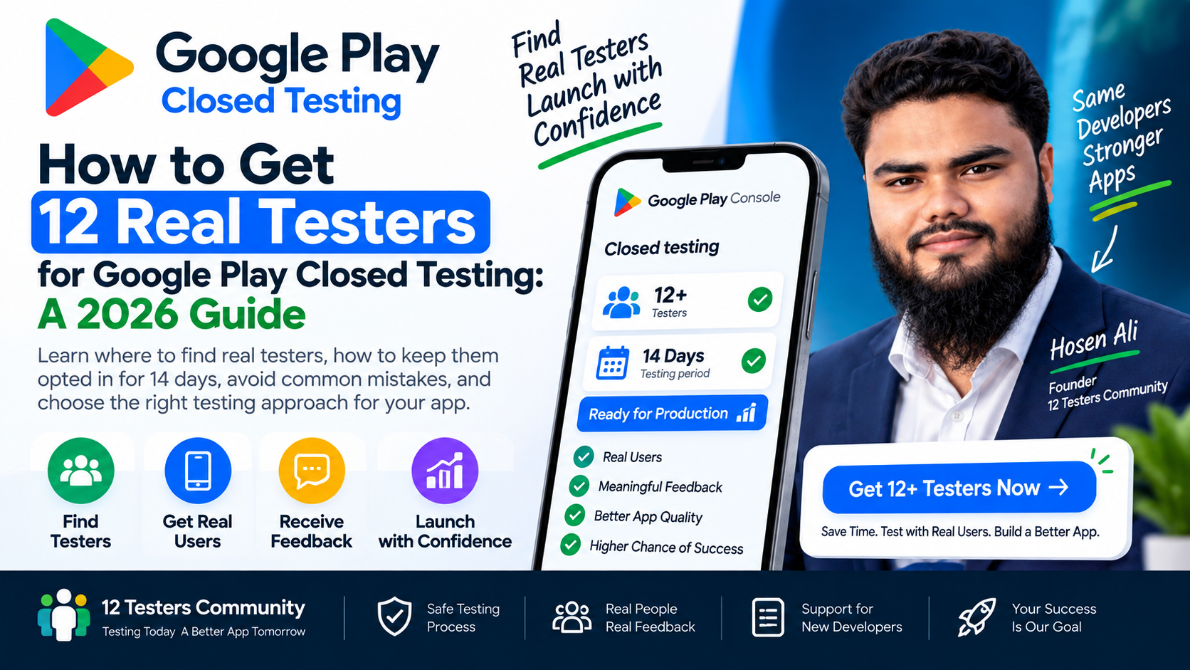 How to Get 12 Real Testers for Google Play Closed Testing: A 2026 Guide