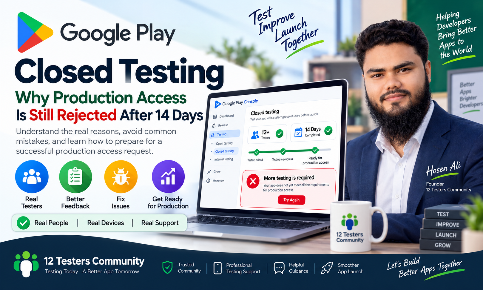 Google Play Closed Testing: Why Production Access Is Still Rejected After 14 Days