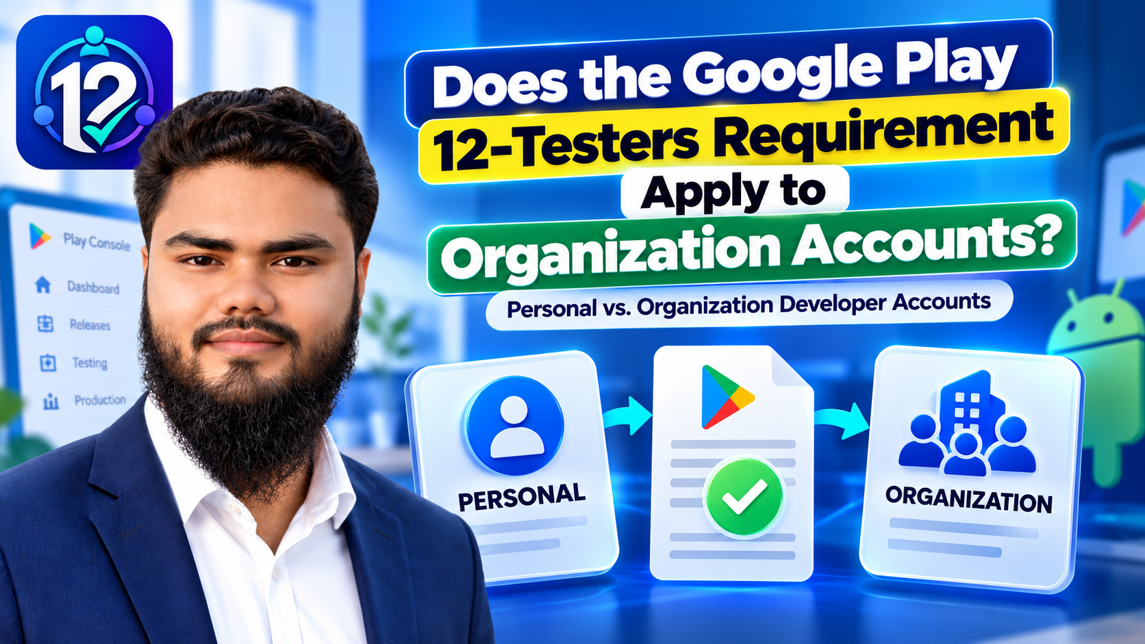 Does the Google Play 12-Testers Requirement Apply to Organization Accounts?